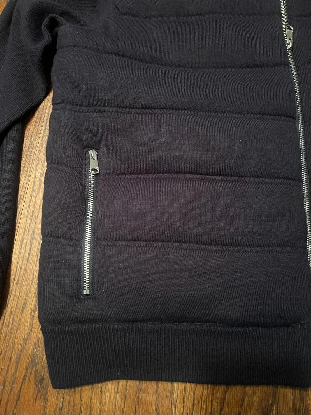 Threadbare Men's Navy Zip-Up Quilted Knit Marsden Sweater